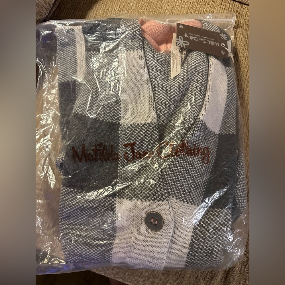 Matilda Jane Black and White Plaid Cardigan